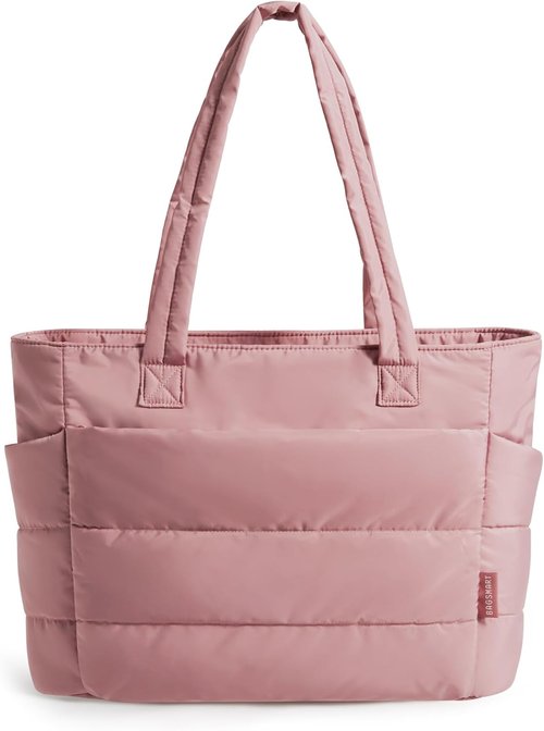 BAGSMART Lightweight Puffy Tote Bag for Women - Versatile Shoulder Handbag with Compartments for Travel & Work