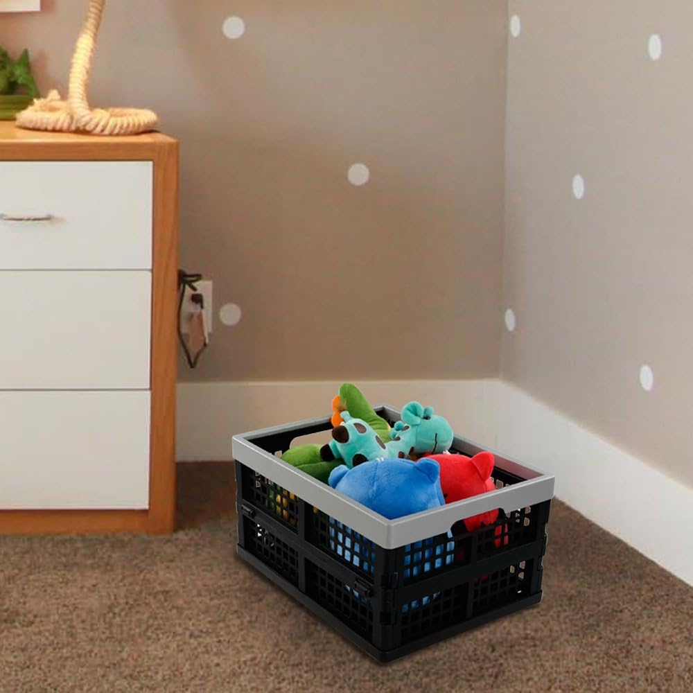 Jekiyo 16-Liter Folding Crates Storage, Collapsible Container Plastic, Set of 1