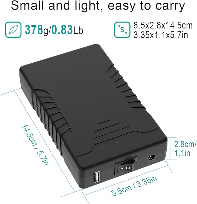 Talentcell Rechargeable 12V 6000mAh/5V 12000mAh DC Output Lithium ion Battery