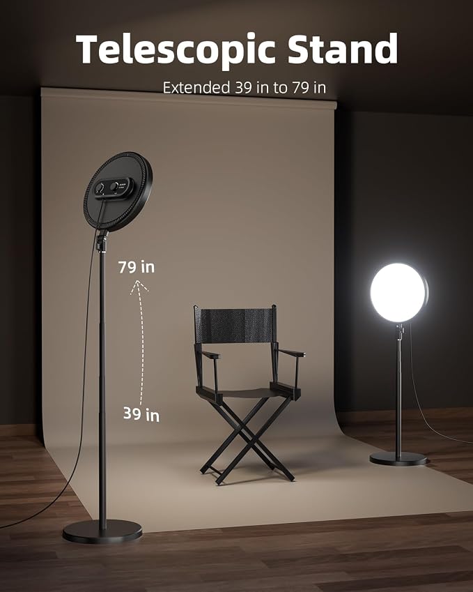 TODI Large Ring Light with 79" Stand, 6500K Full-Screen Selfie Ring Light with