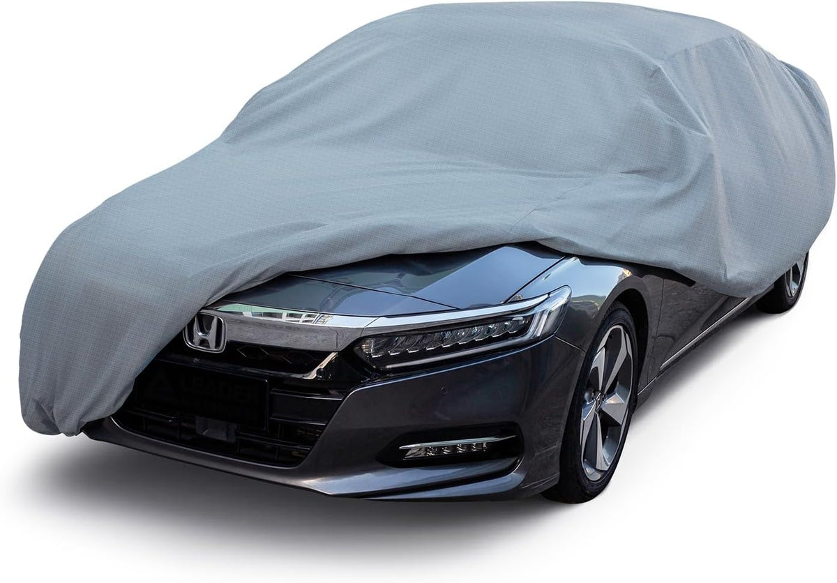 Season Guard Sedan 205" Car Cover, Dustproof Lightweight Indoor & Outdoor | Breathable polypropylene layer, fits sedans up to 205", includes storage bag & antenna patch, elastic hem for secure fit