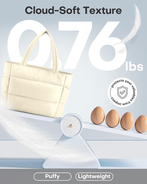 HOTOR Puffer Tote Bag - Multi-Pocket Lightweight Handbag for Work, Travel & Gym - Ideal for Women & Nurses