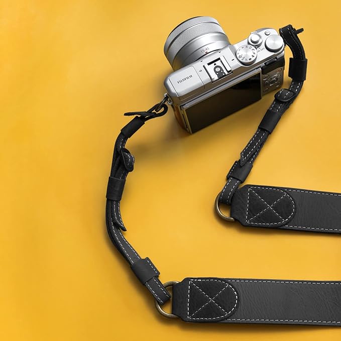MegaGear Sierra Genuine Full-Grain Leather Camera Strap — Vintage Shoulder &