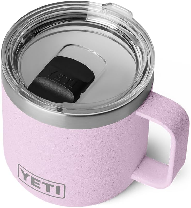 YETI Rambler 14 oz Ceramic Lined Mug - Vacuum Insulated Stainless Steel with MagSlider Lid | Cherry Blossom