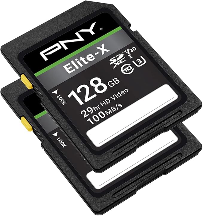 PNY 128GB Elite-X Class 10 U3 V30 SDXC Flash Memory Card
