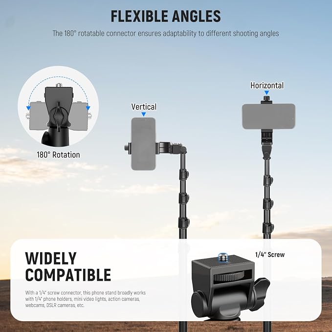 NEEWER Basic Phone Tripod for iPhone & Camera w/Remote & Phone Holder, Portable