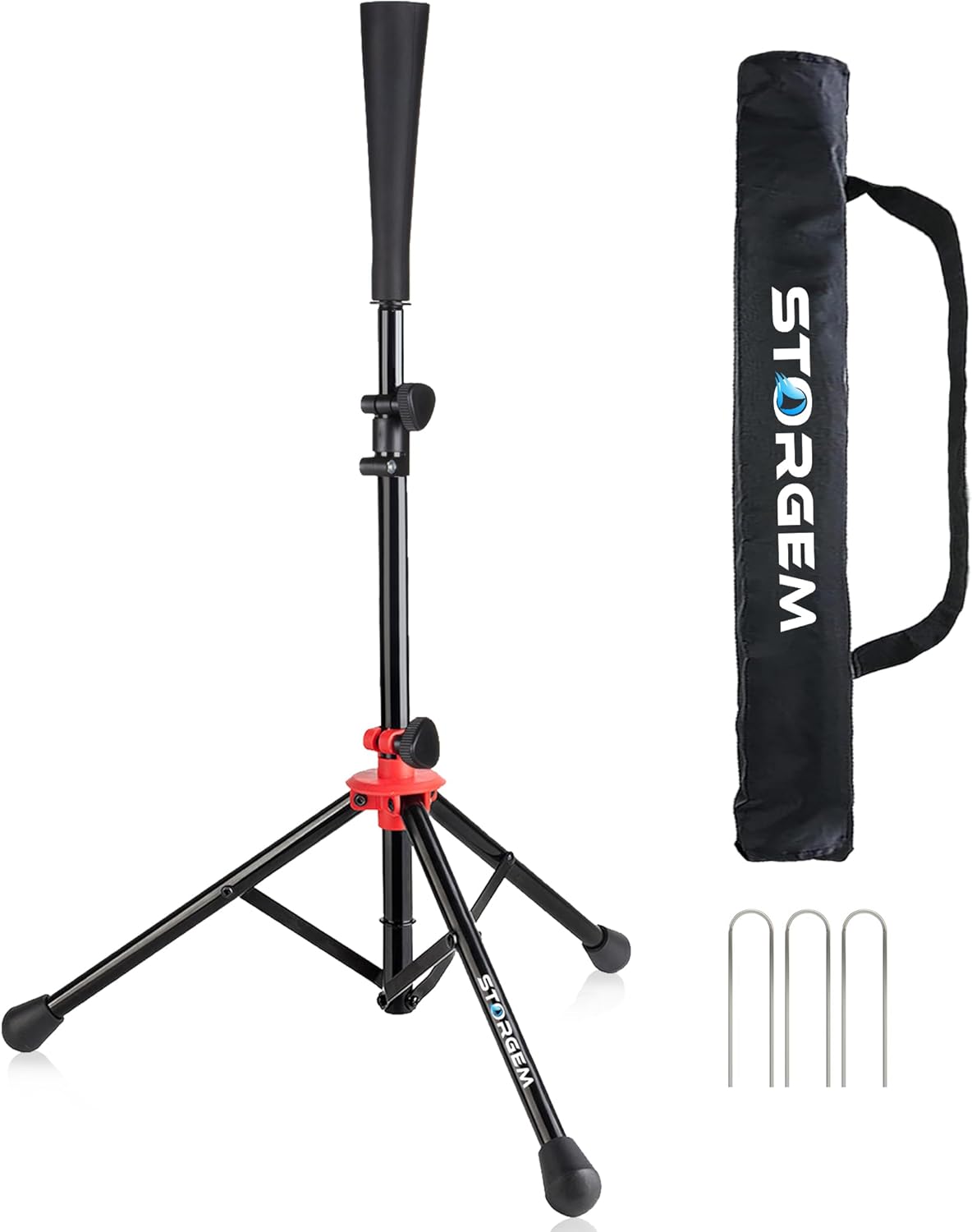 Storgem Baseball & Softball Batting Tee - Adjustable Height Portable Tripod Stand with Carrying Bag