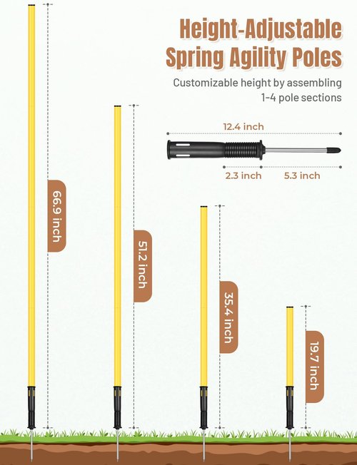 GHB Agility Poles 6 Pack 6ft Sports Soccer Training Poles,Detachable Speed Training Equipment Football Accessories (6 Pack 6ft)