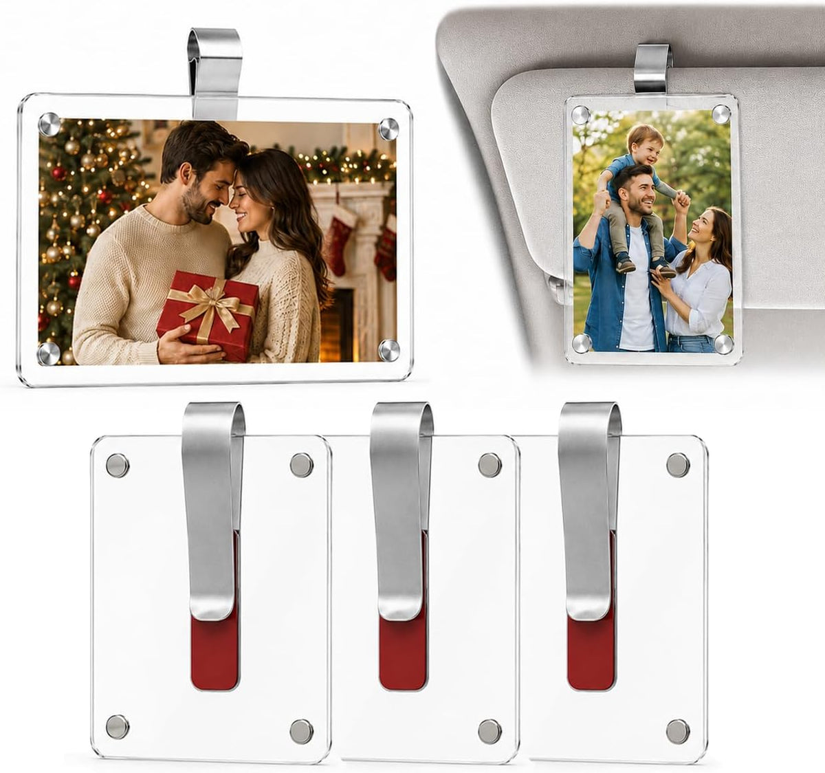 Gifts for Boyfriend Husband Dad Driver-Car Sun Visor Photo Holder (2pcs)