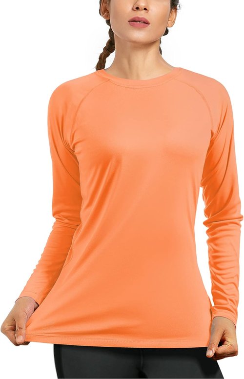 Isnowood Women's Sun Protection Long Sleeve Swim Shirt - UPF 50+ UV Rash Guard for Hiking & Running