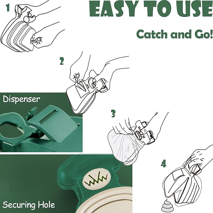 Portable Dog Pooper Scooper with Bag Attachment, Small Handheld Poop Scoop for Travel Walks Yard