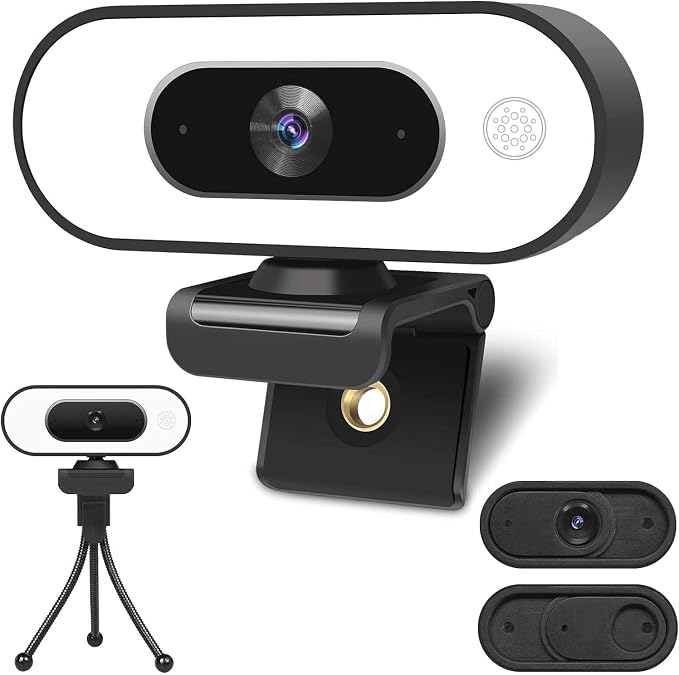 Webcam with Ring Light Microphone