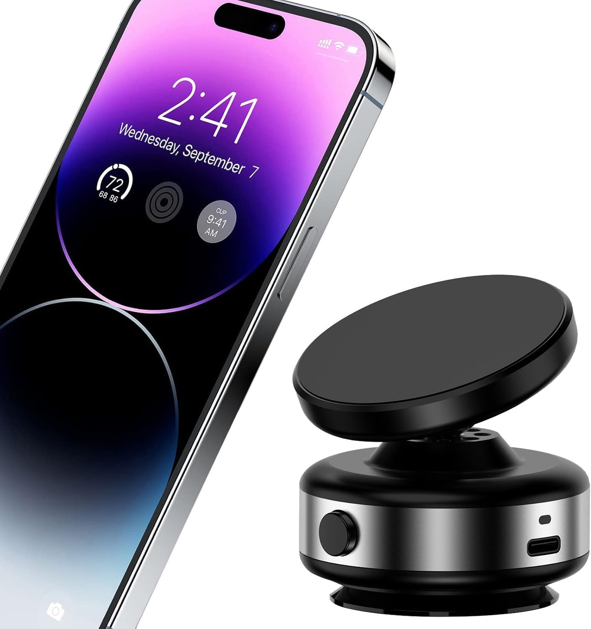 Electric Vacuum MagSafe Magnetic Phone Mount, Suction Cup Holder for Car