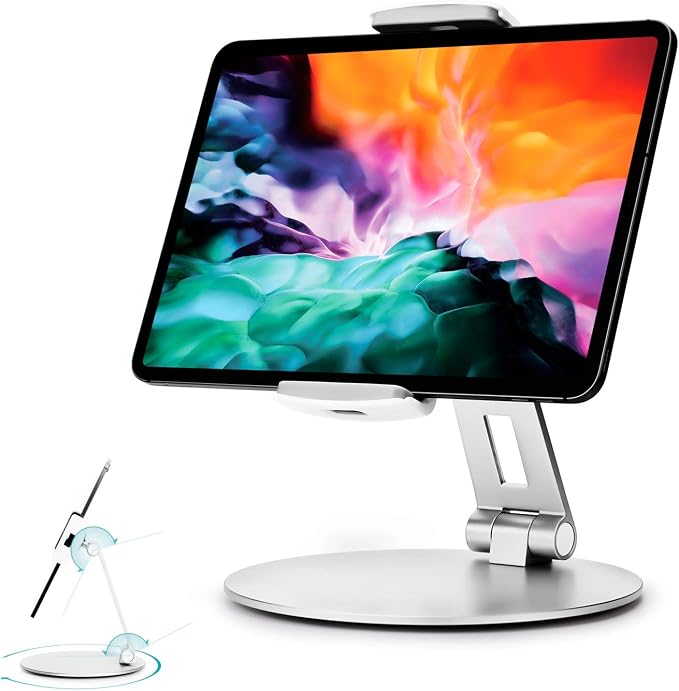 Stouchi Tablet Stand, 360°Tablet Swivel Base Holder, Adjustable Desk Mount Desk