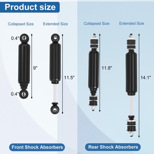 Golf Cart Front and Rear Shock Absorbers for Club Car DS G&E 1988-2011 Precedent G&E 2004-up, 1014235 1014236 1010991 1015813 1013164（4pcs）