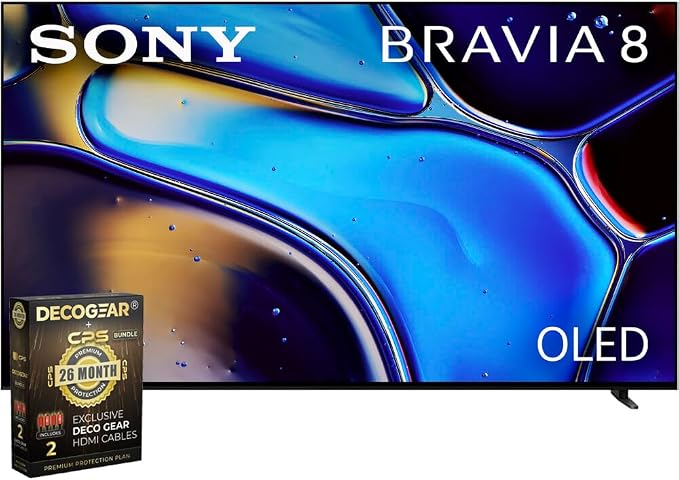 Sony K77XR80 BRAVIA 8 77 inch 4K HDR Smart OLED TV 2024 Bundle with 2 YR CPS Enhanced Protection Pack