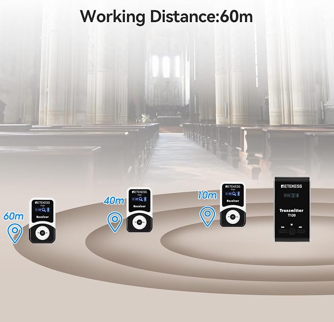 Retekess T130 Wireless Tour Guide Audio System, Church Translation Equipment