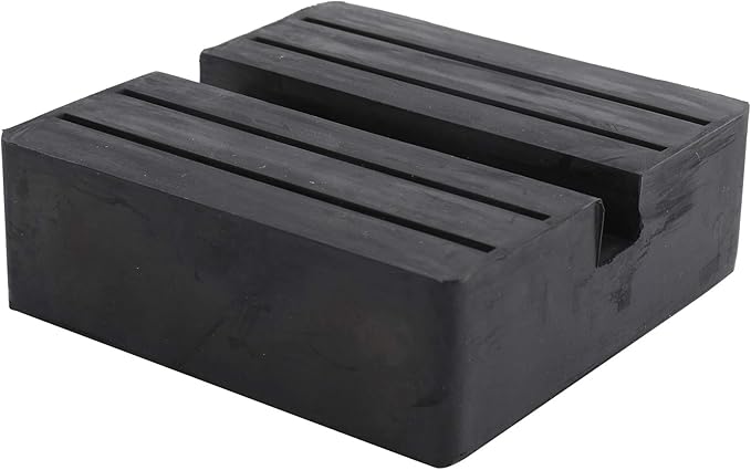 Toolly Square Rubber Jack Pad, Anti-Slip Rail Adapter Support Block with Slot, Heavy Duty for Car Lift - 4 TON Load Bearing, Pack of 4