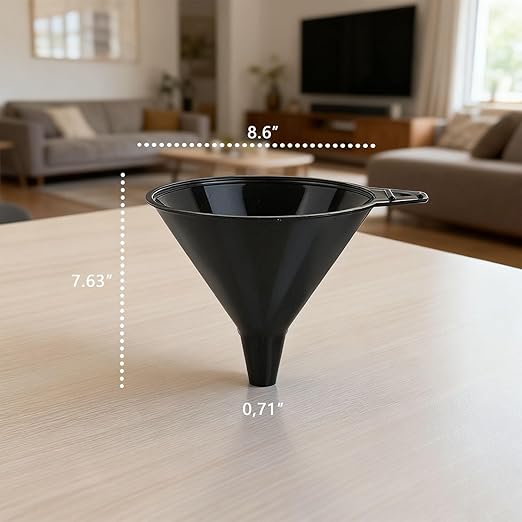 Plastic Funnel Set, Kitchen Funnels for Filling Bottles, Automotive Oil Funnels for Liquid Lubricants and Fluids, Leak-Proof Design Fits Cars, Motorcycles & Home Containers, Black