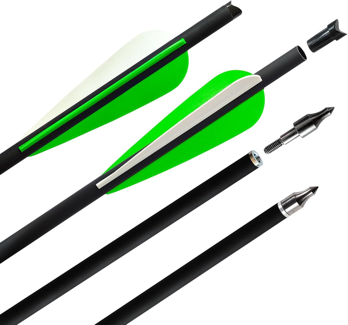 REEGOX Crossbow Bolts - 16/18/20 Inch Bio Arrows with Moon Nocks & Removable Tips | Pack of 12