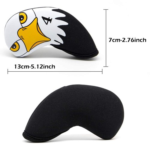 Black Neoprene Golf Iron Club Covers - Lightweight Headcovers Set, Fits Oversized & Standard Size Clubs, Gifts for Golf Players, Dad, Father