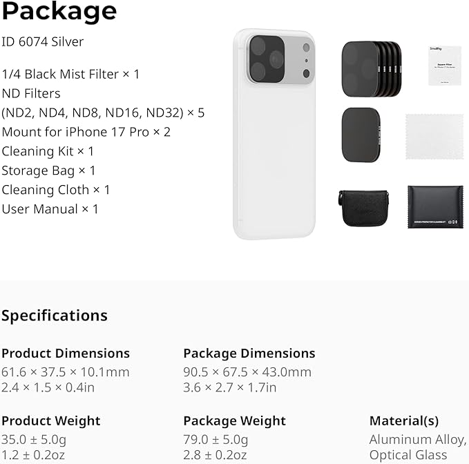 SmallRig Square ND & Black Mist Filter Kit
