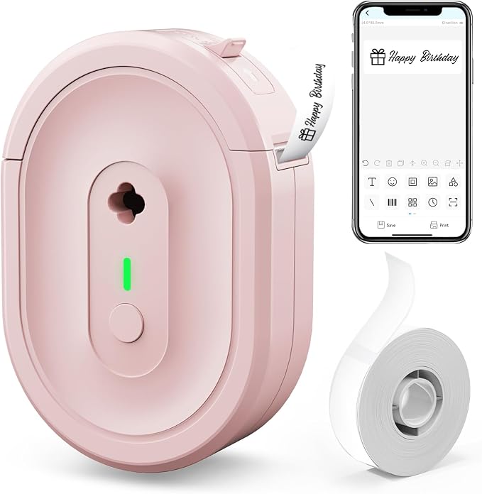Label Maker Machine with Tape, Small Portable Bluetooth Label Printer, Handheld