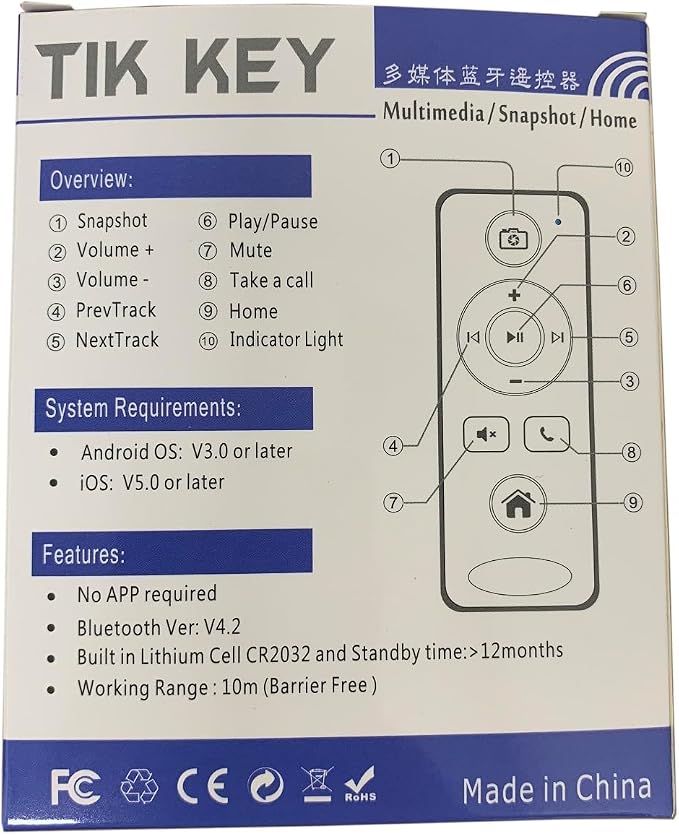 BT Multimedia Music Player Remote Control