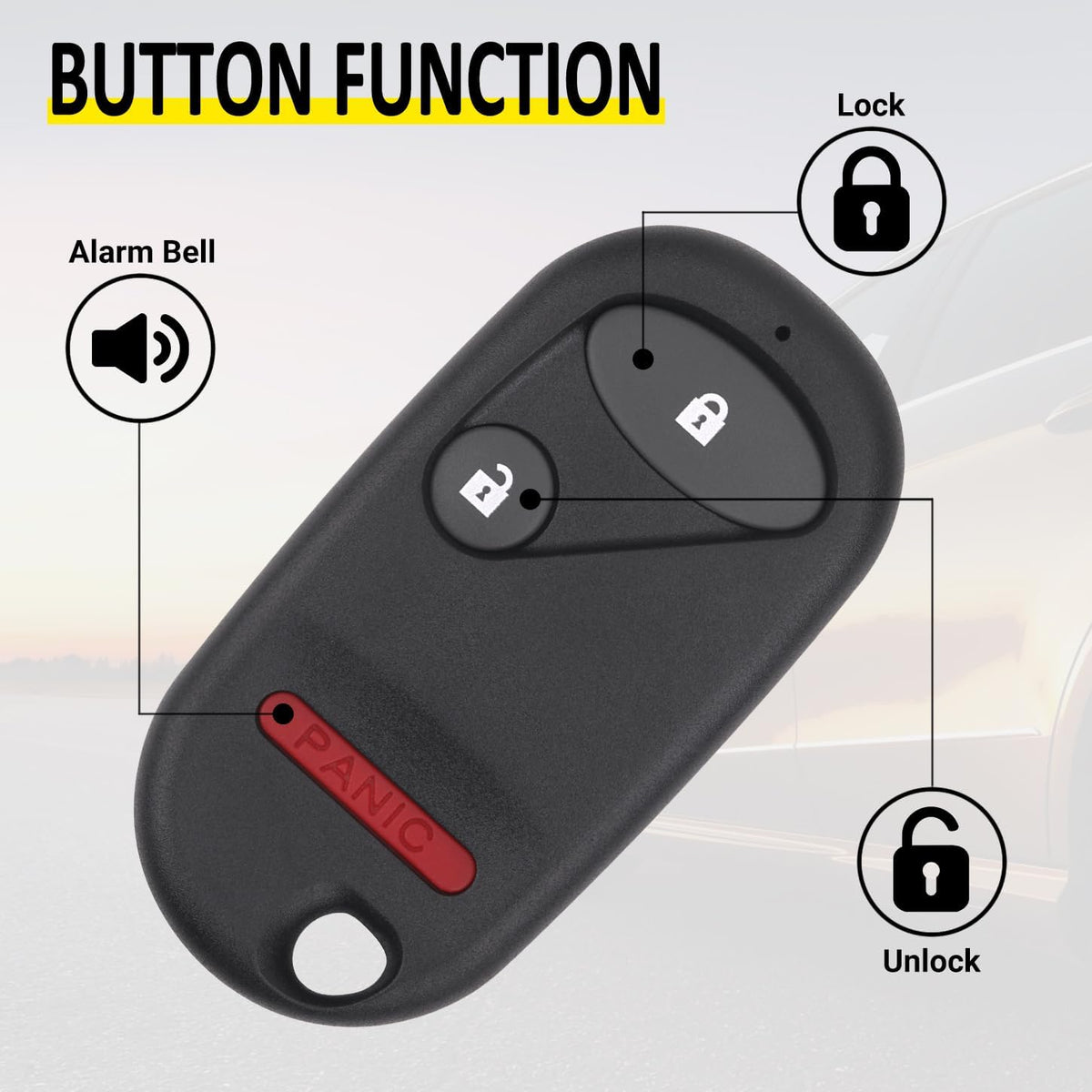 Vurkcy Keyless Entry Remote Car Key Fob fits Honda Pilot 2003 2004 2005 2006 2007/ Honda Civic EX LX DX 2001 2002 2003 2004 2005, Replacement for NHVWB1U523, NHVWB1U521 (Single)