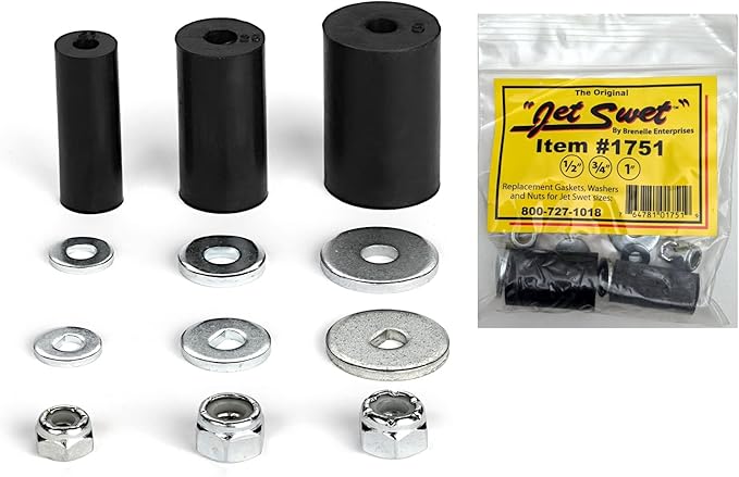 Jet Swet 2062 Temporary Pipe Plug Kit 3 Tools - Professional Water Stopper & Leak Repair Set (1/2, 3/4, 1 inch), Replacement Parts & Gaskets