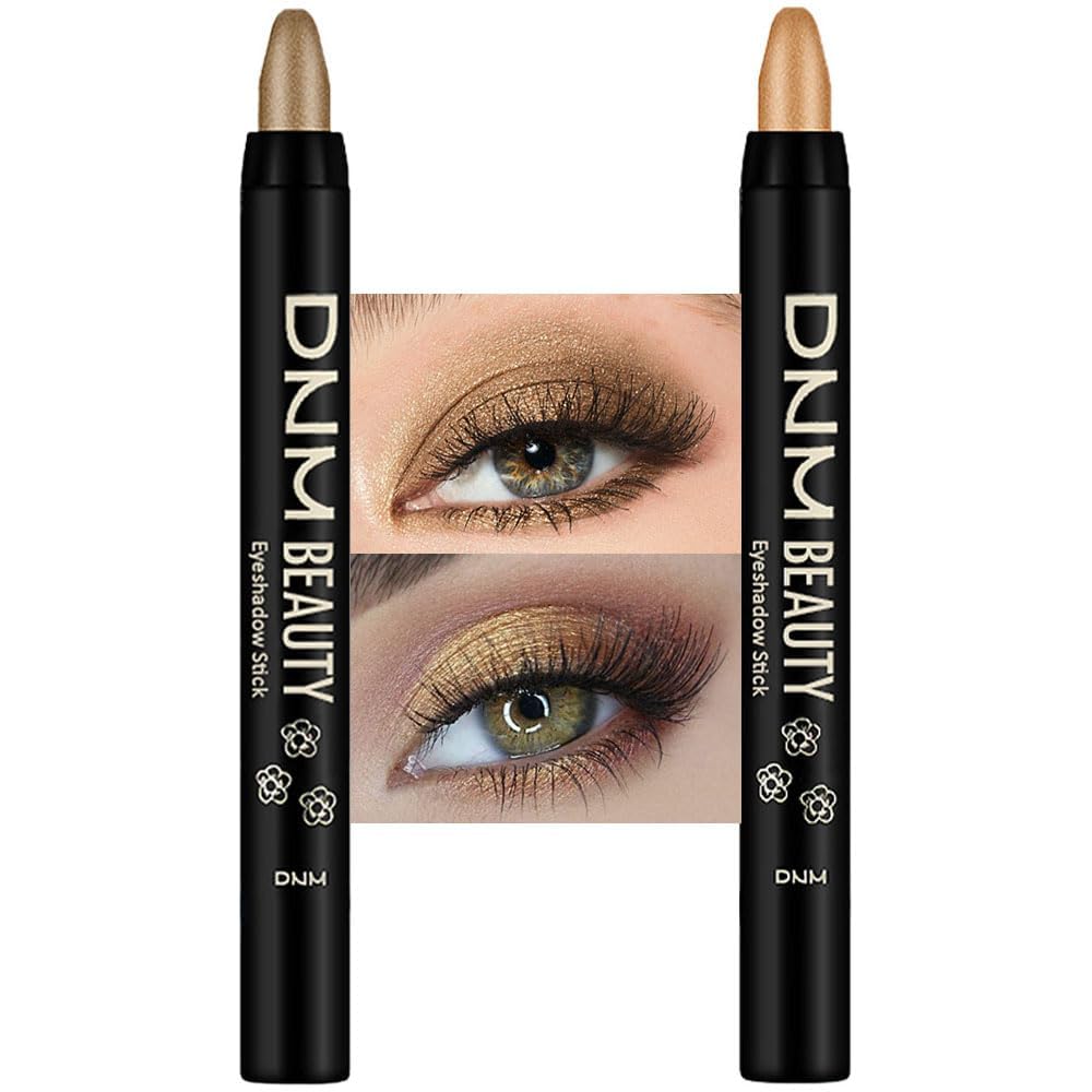 Evpct 2Pcs Cream Eyeshadow Sticks Set For Eyes Light Khaki & Desert Gold Shimmer Eye Crayon Shadow Brightener Stick Pencil Pen B