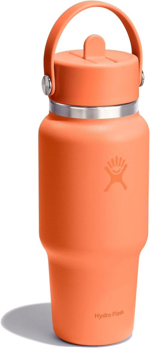 Hydro Flask Travel Water Bottle - Insulated Stainless Steel - Leakproof 24 Oz Nectar Orange