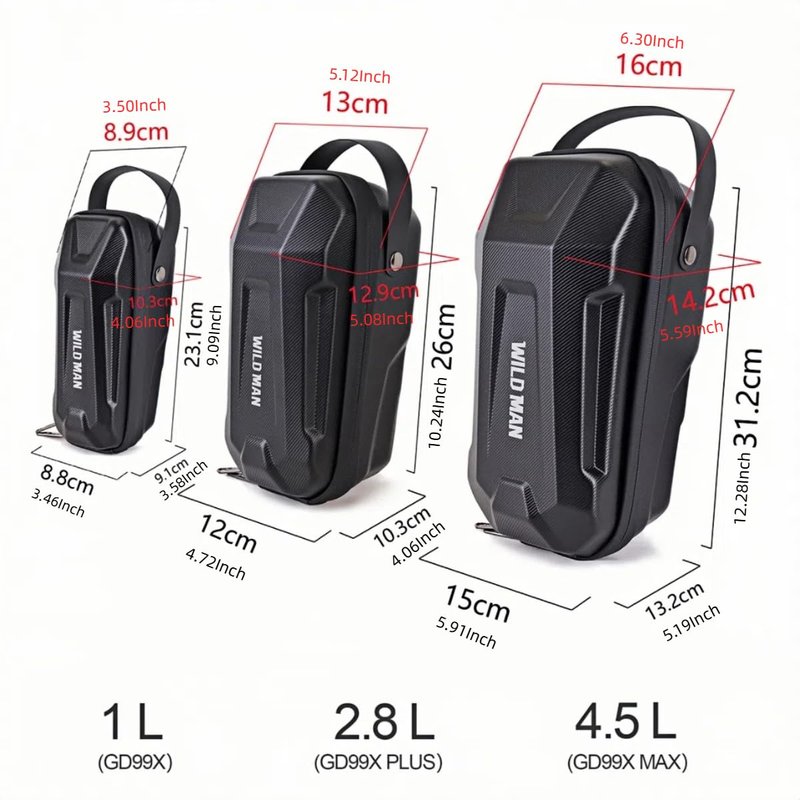 WILD MAN Hard Shell Handlebar Scooter Bag Quick Release Design Bike Bag Anti-Theft Design Scooter Storage With Carry Handle for Kick Scooters Folding Bike-GD99X(Black,4.5L)