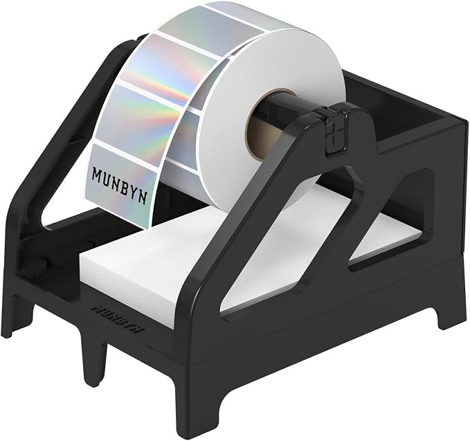 MUNBYN Label Holder for Rolls and Fan-Fold Labels, Thermal Sticker Roll Holder