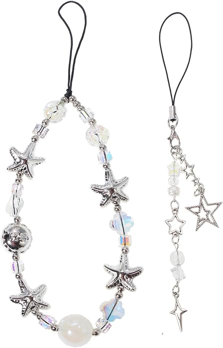 CMVFYL Beaded Camera Wrist Strap, Cute Phone Charms Strap, Pearl Bracelet Wrist