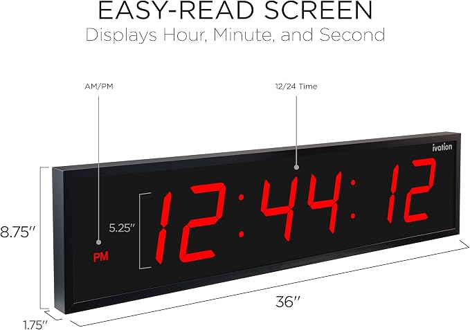 Ivation Oversized 36" Large Digital LED Clock | Big Digital Clock