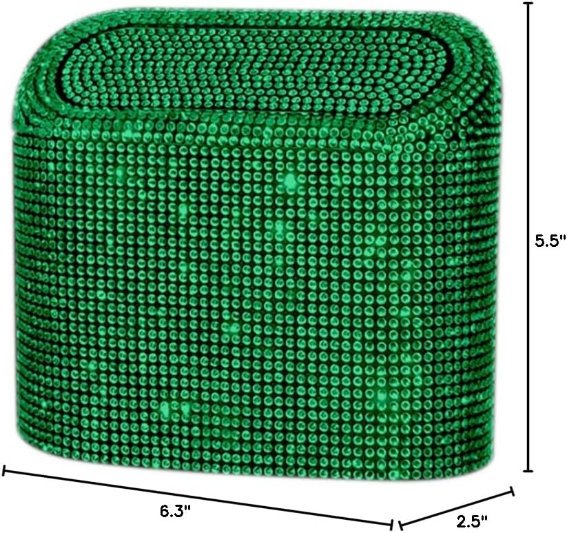 Sparkly Car Trash Car,Hanging Garbage Can with Lid Bling Rhinestone Trash Bin,Litter Container for Vehicle,Office,Home (Green)