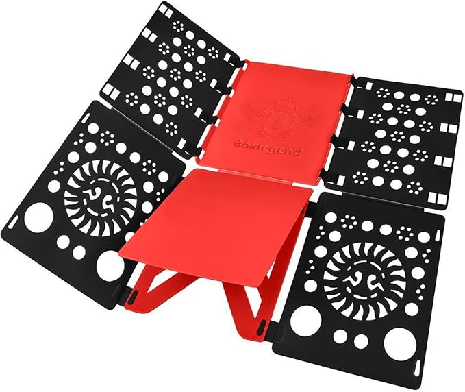 BoxLegend Version 3 Shirt Folding Board t Shirts Clothes Folder Durable Plastic Folding Helper Easy and Fast Folding Boards for Adults and Children, Black and Red