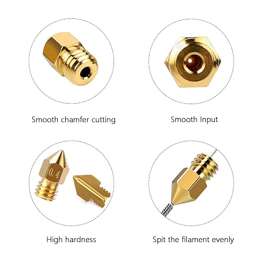 Comgrow 24PCS MK8 Nozzles 3D Printer Extruders Brass Nozzles