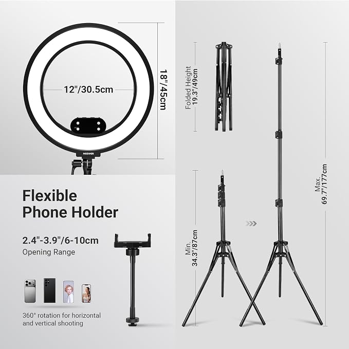 NEEWER 18" Ring Light, Wireless Professional Edge Lit Lighting