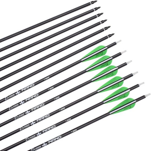 Archery Bow Carbon Arrows - Hunting Target Practice with Removable Tips | 26, 28, 30 Inch, Spine 500, 6/12 Pack