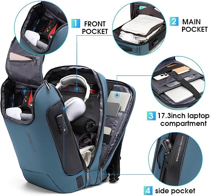 BANGE Anti-Theft Travel Backpack, Waterproof Fashion Work Backpacks, High Tech