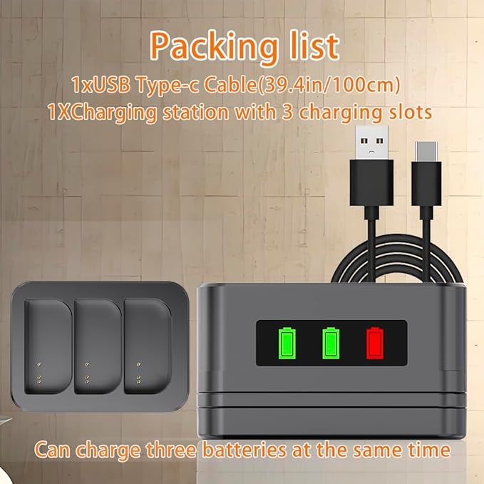 2 Pack 3-Slot Battery Charger/Charging Dock/Charging Station, Suitable
