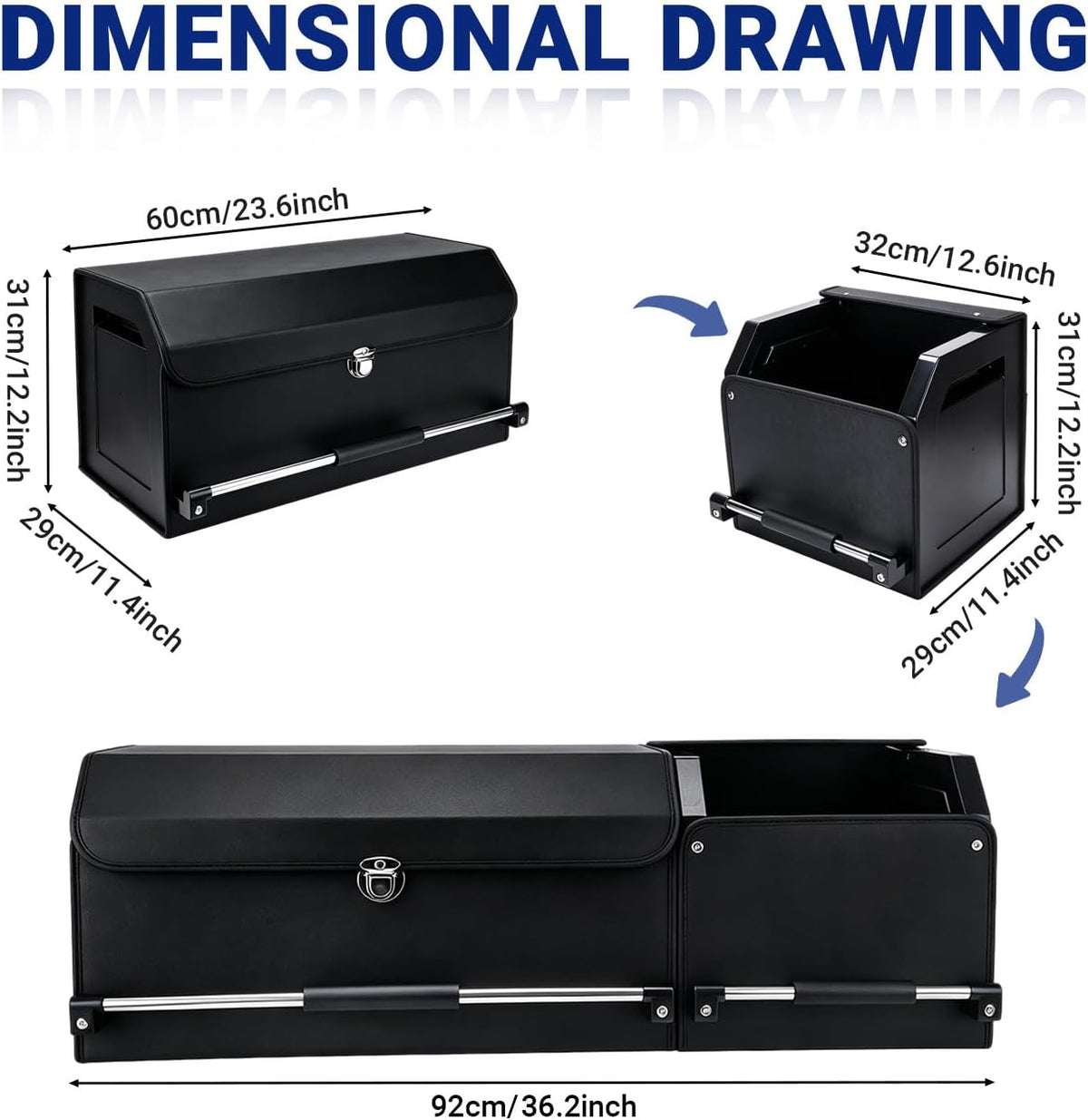 Trunk Organizer for SUV Leather Car Storage Trunk Organizer
