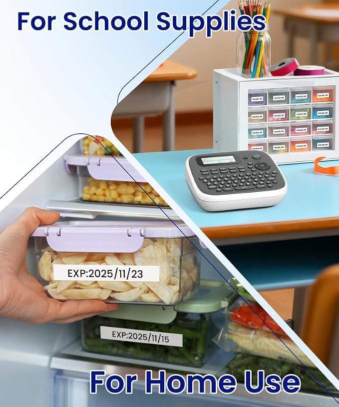 Label Maker Machine with Tape, Label Maker Waterproof Labels 12mm, D210s