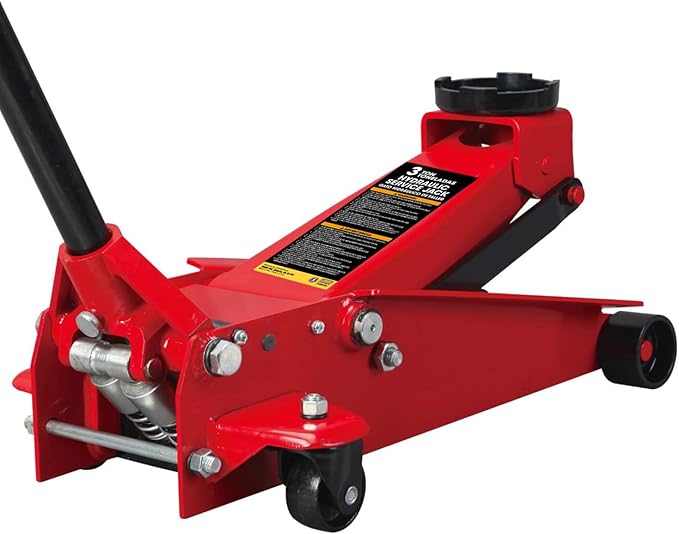 Big RED ATZ830023R Torin Hydraulic Heavy Duty Steel Service/Floor Jack with Dual Piston Quick Lift Pump, 3 Ton (6,000 lb) Capacity, Red