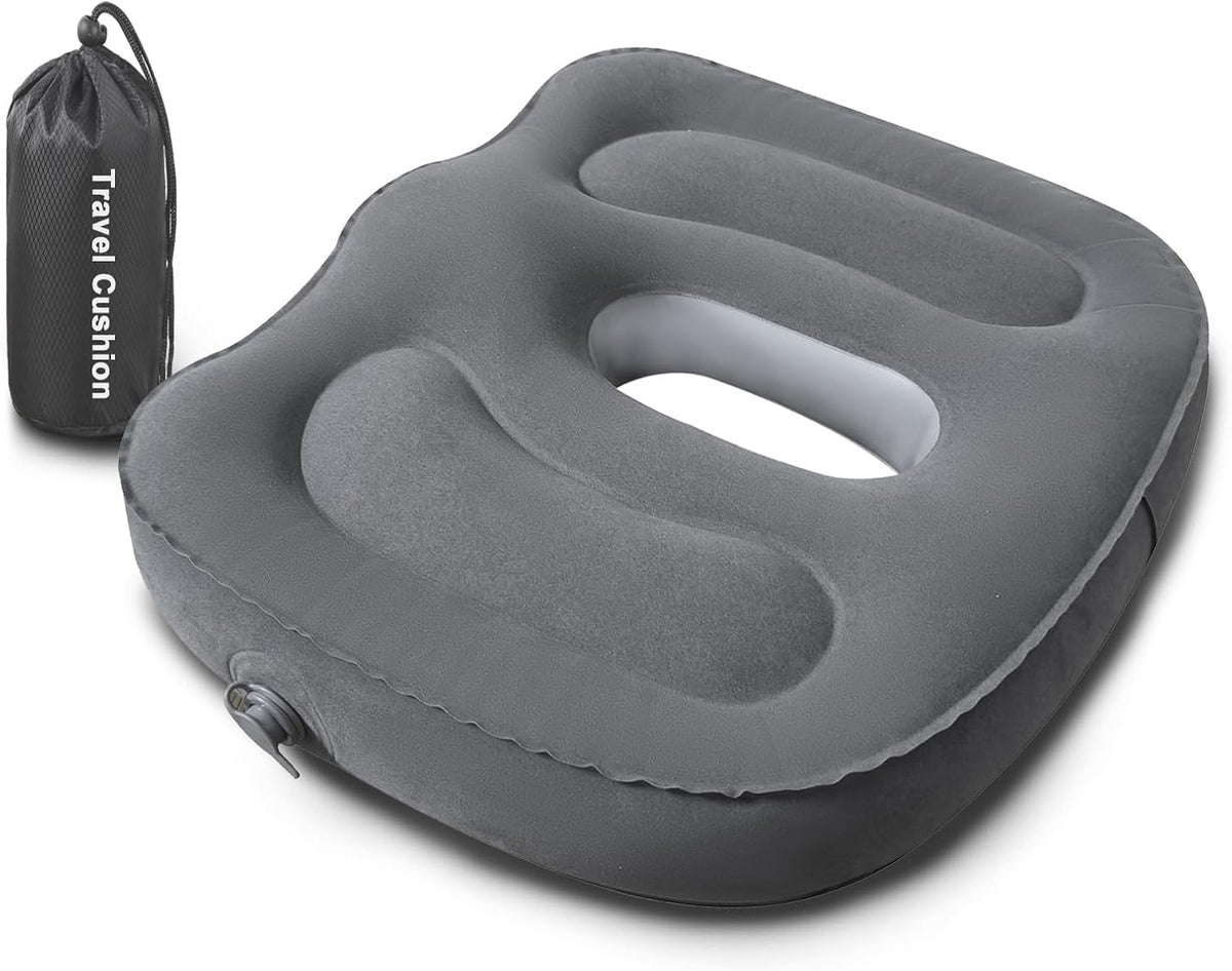 Sondor Travel Cushion,Air Seat Cushion,Evolution Cushion Portable & Lightweight Inflatable Seat Cushion - Ideal for Airplane Chairs, School Bleachers, Stadium Seats, and Wheelchairs (Gray)