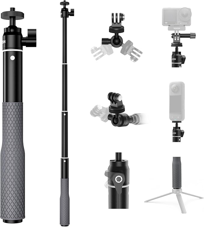 TELESIN 360° Waterproof Selfie Stick 25.75"w Hand Strap Underwater Dive Diving