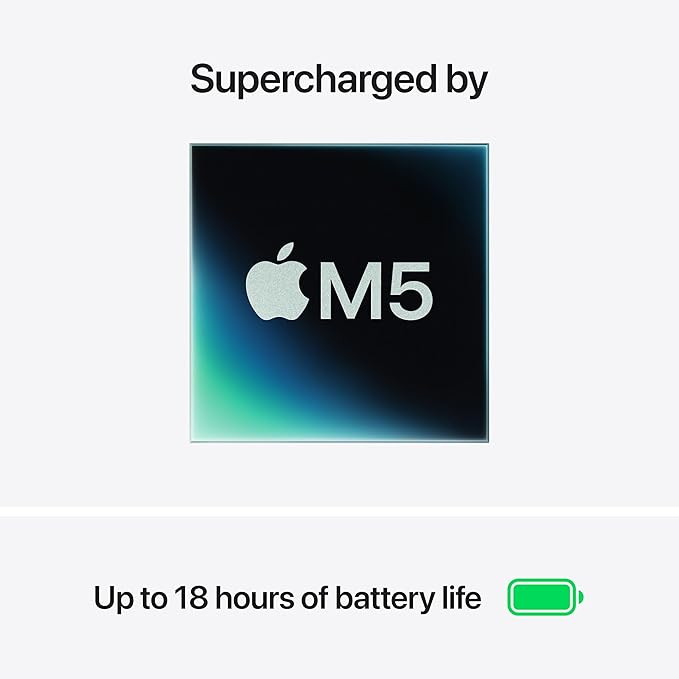 Apple 2026 MacBook Air 13-inch Laptop with M5 chip: Built for AI, 13.6-inch Liquid Retina Display, 16GB Unified Memory, 1TB SSD, 12MP Center Stage Camera, Touch ID, Wi-Fi 7; Midnight