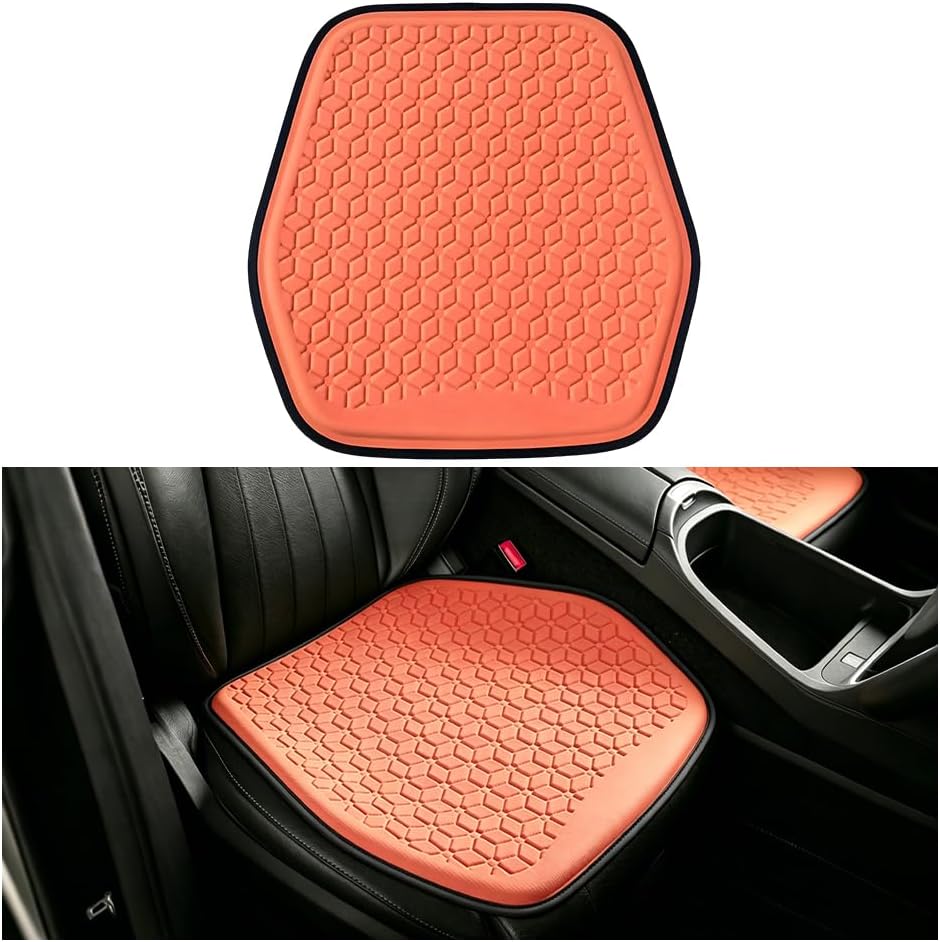 Zpana Gel Car Seat Cushion, Non-Slip & Comfortable Automotive Chair Protector Pad for Driving, Breathable Vehicle Interior Mat Cover Accessories, Universal Fit (Orange)
